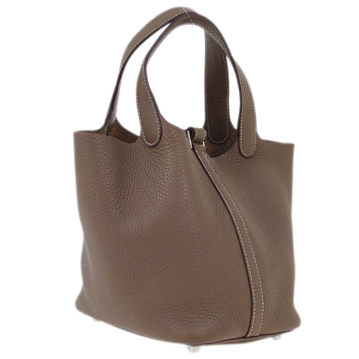 Hermes 2017 Etoupe Taurillon Clemence Picotin Lock 18 PM Handbag