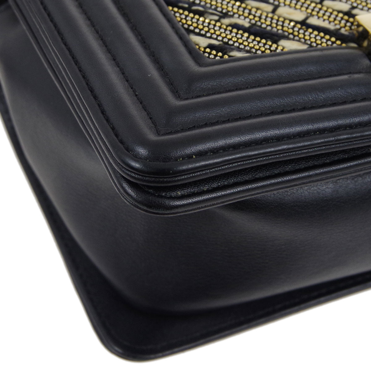 Boy Chanel 2018 Black Lambskin Chevron Double Chain Shoulder Bag