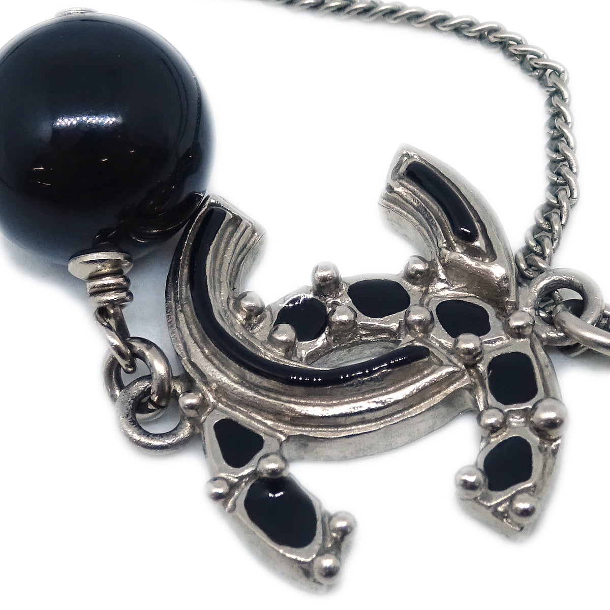 Chanel 2012 Chain Necklace Silver Black B12A