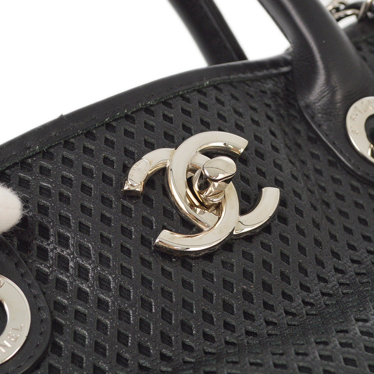 Chanel 2012-2013 Black Perforated Lambskin French Riviera 2way Shoulder Handbag