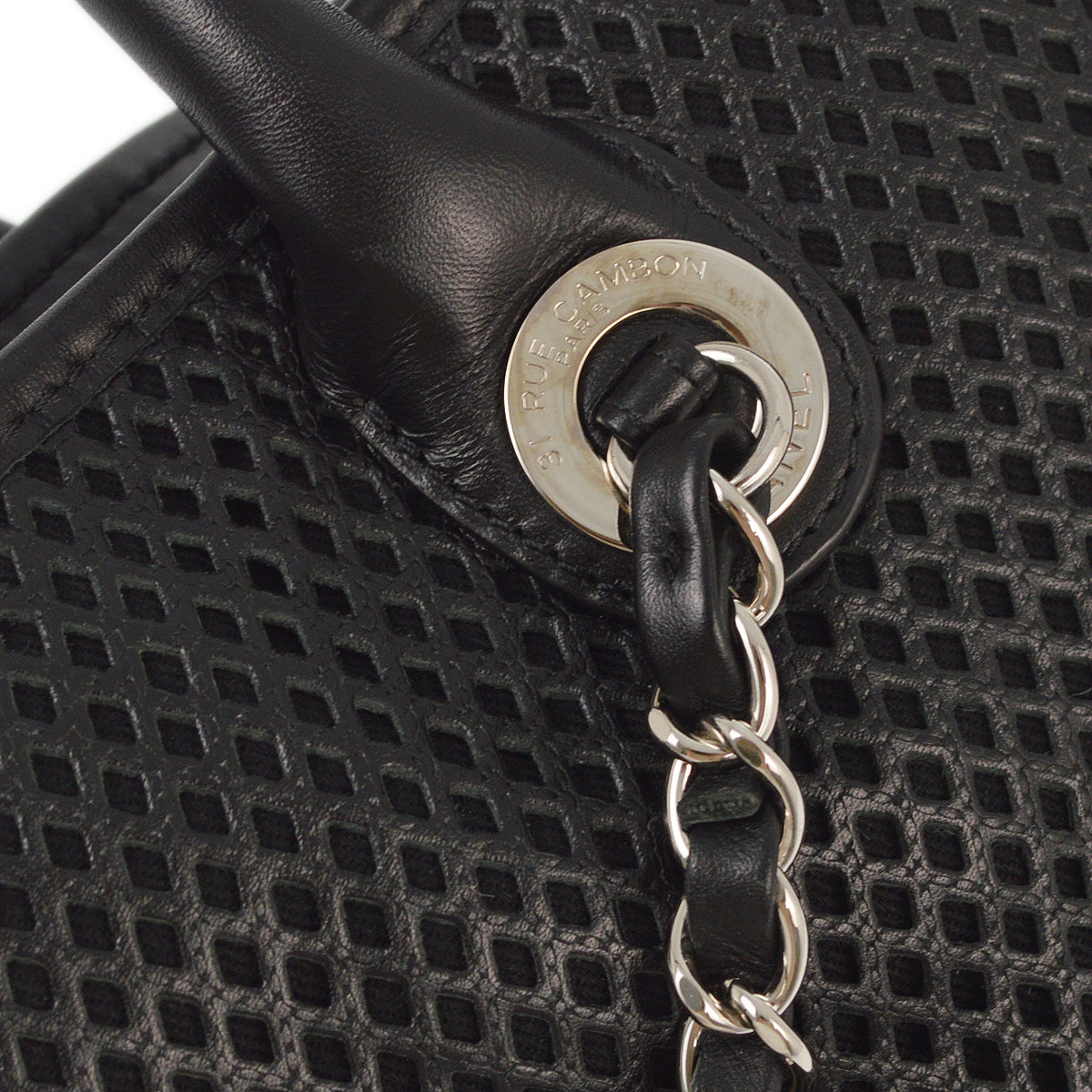 Chanel 2012-2013 Black Perforated Lambskin French Riviera 2way Shoulder Handbag