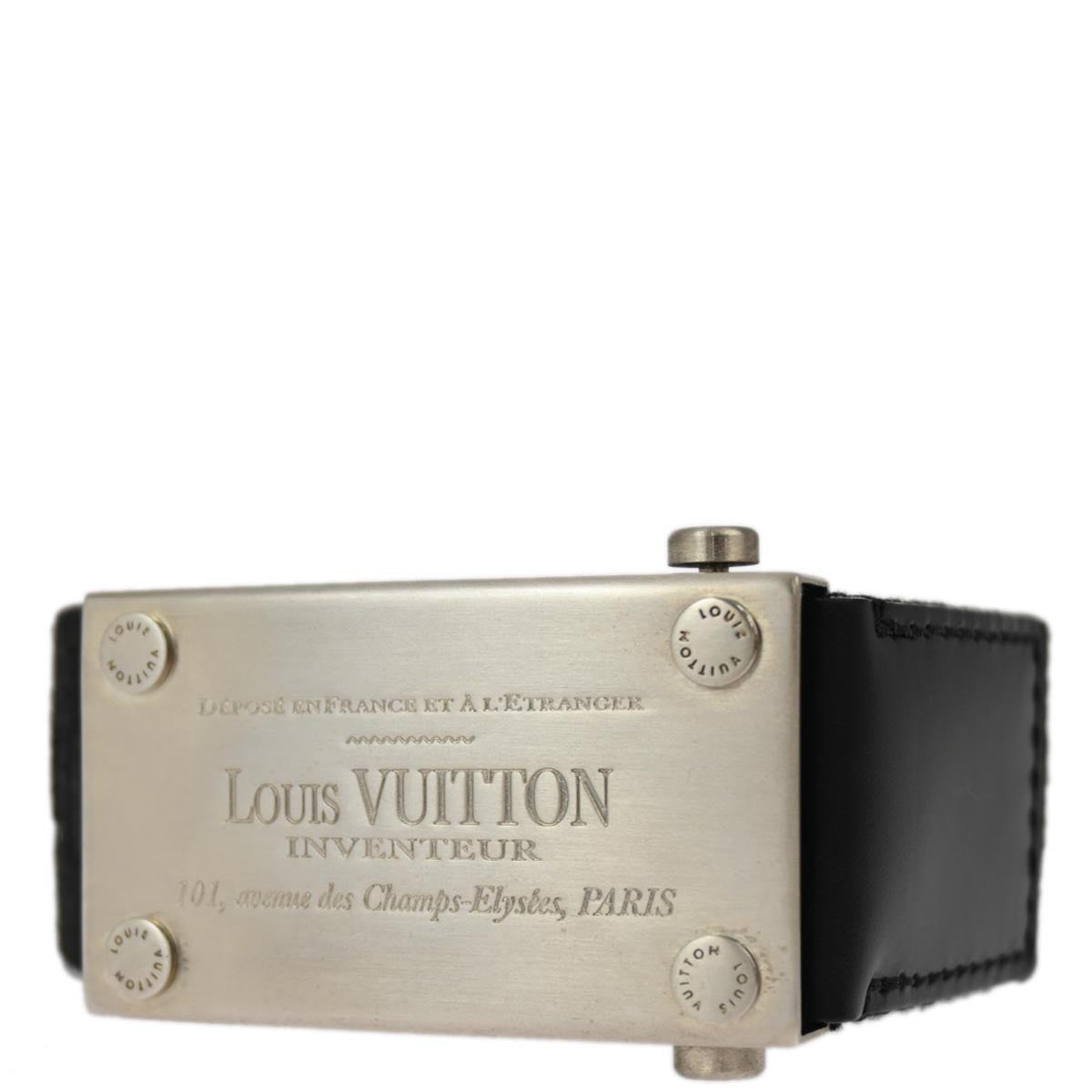 Louis Vuitton 2010 Black Ceinture Buckle Belt M9801 #85/34 Small Good