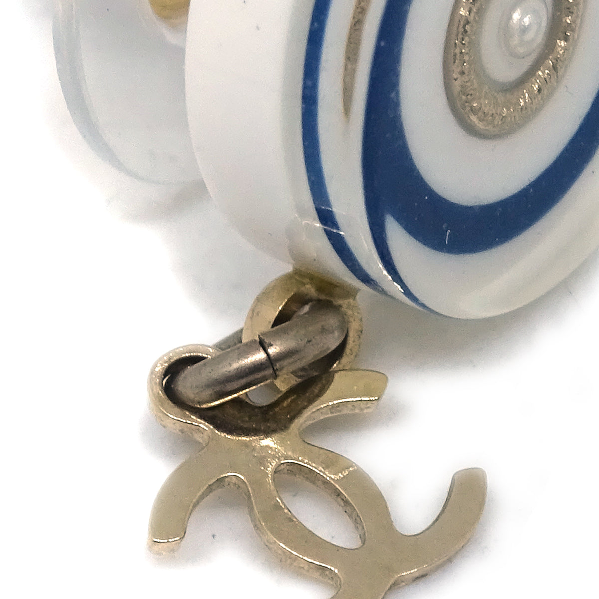 Chanel 2010 Dangle Piercing Earrings White 10C