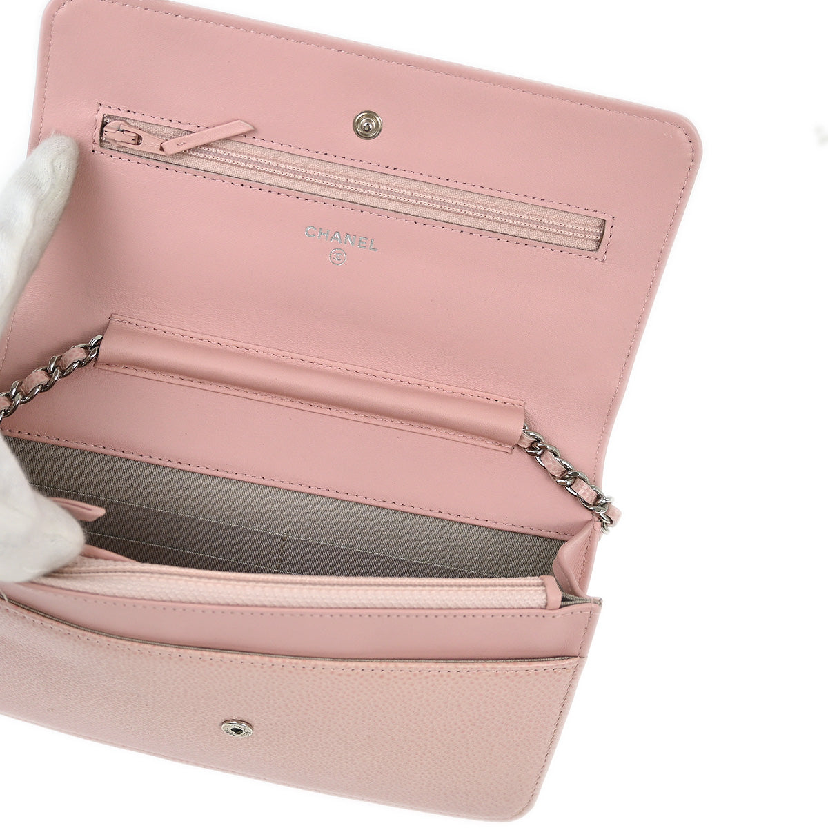 Chanel 2010-2011 Pink Caviar WOC Chain Shoulder Wallet Bag