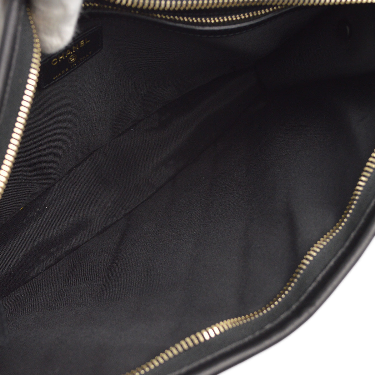 Chanel 2019 Black Vinyl Lambskin Clutch Bag