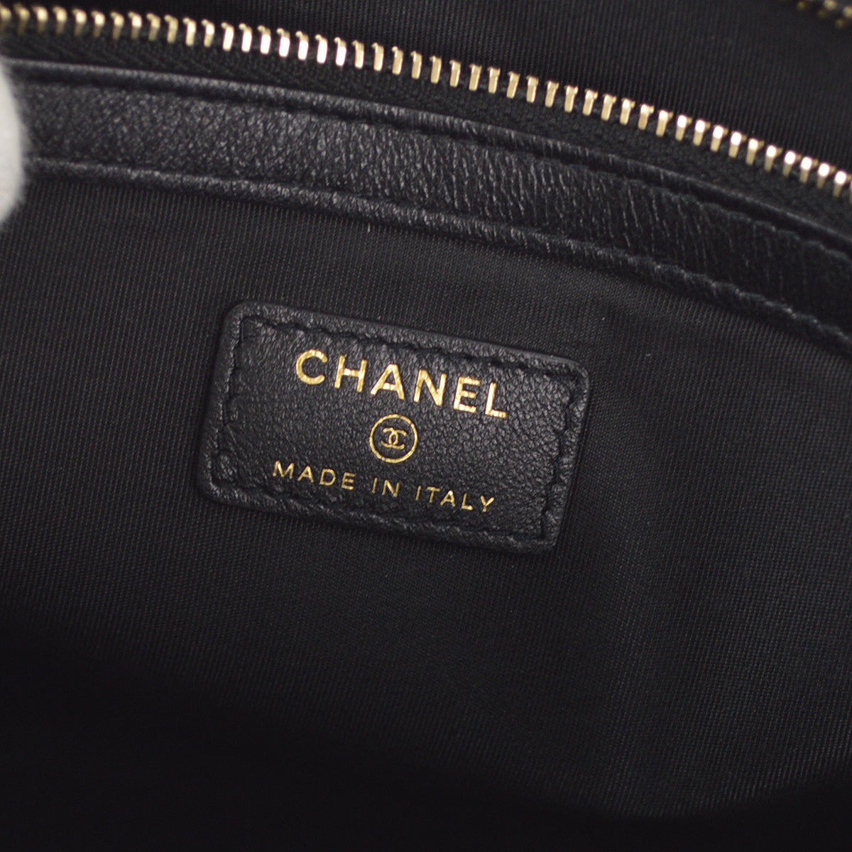 Chanel 2019 Black Vinyl Lambskin Clutch Bag