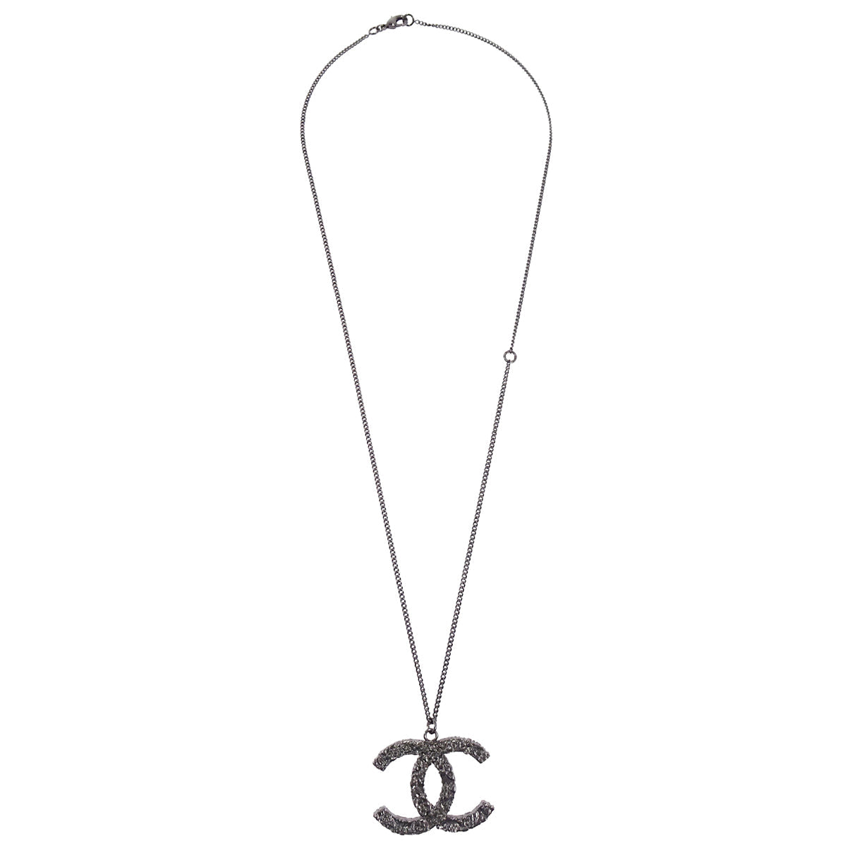 Chanel Chain Pendant Necklace Black B12P
