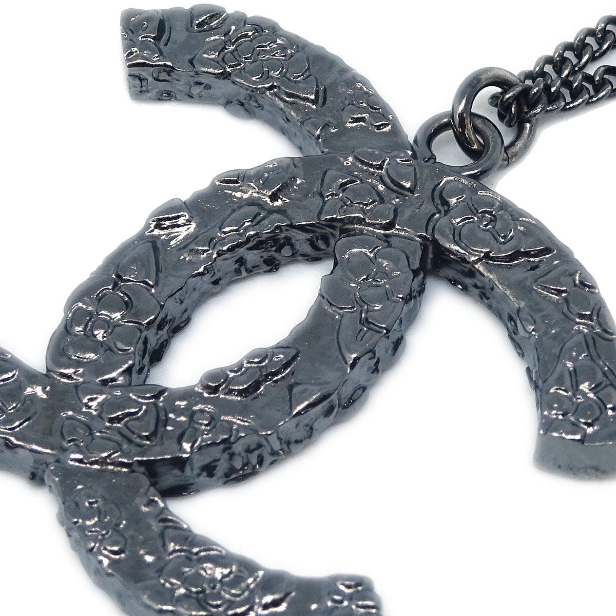 Chanel Chain Pendant Necklace Black B12P
