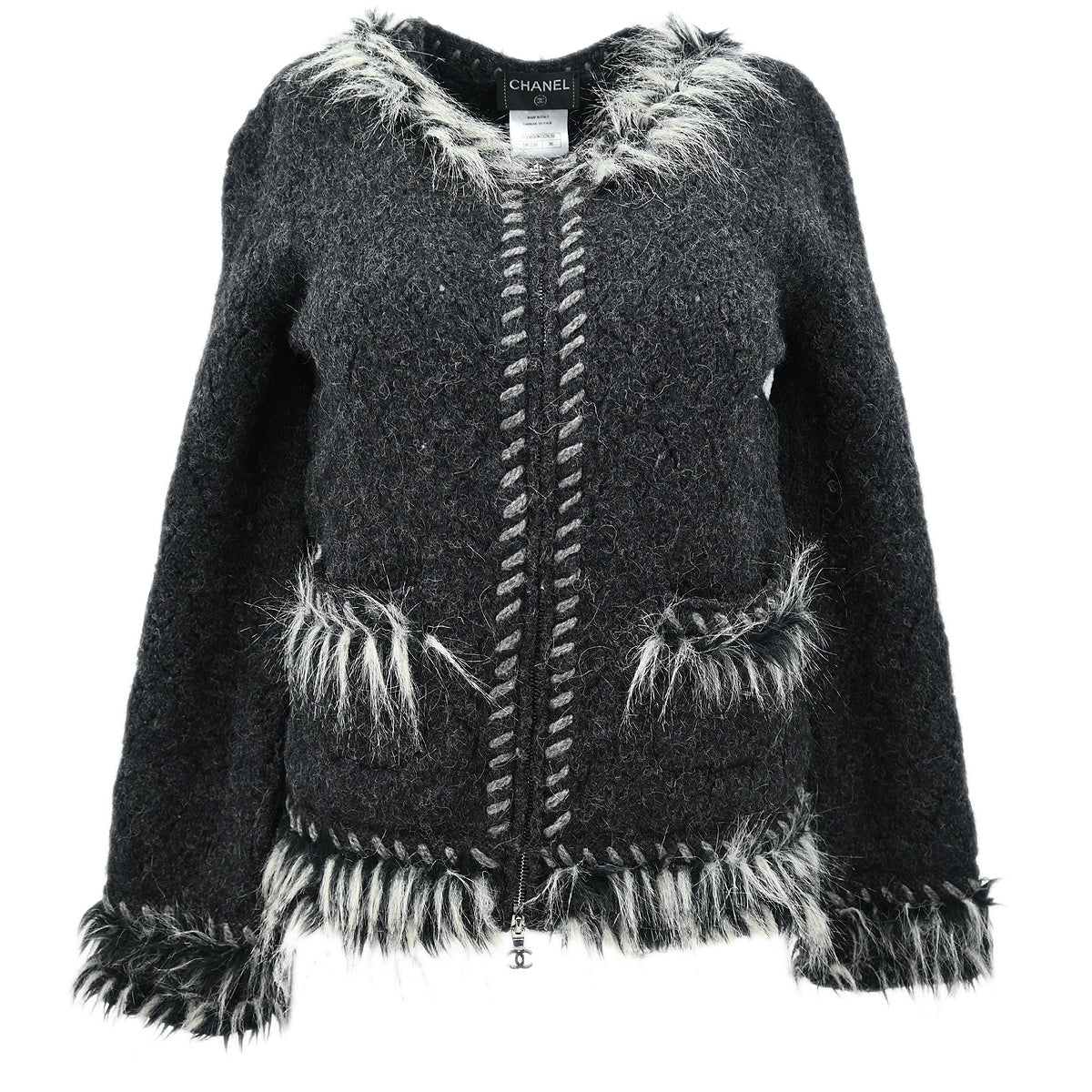 Chanel 2010 Zip Up Cardigan Dark Gray #36