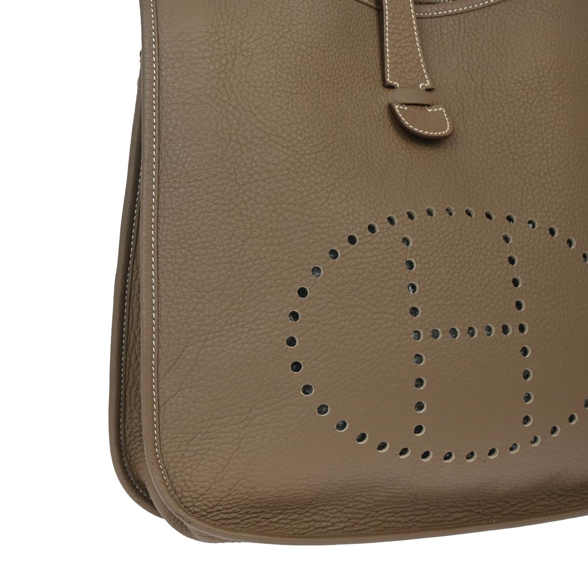 Hermes 2010 Etoupe Taurillon Clemence Evelyne 3 GM Shoulder Bag