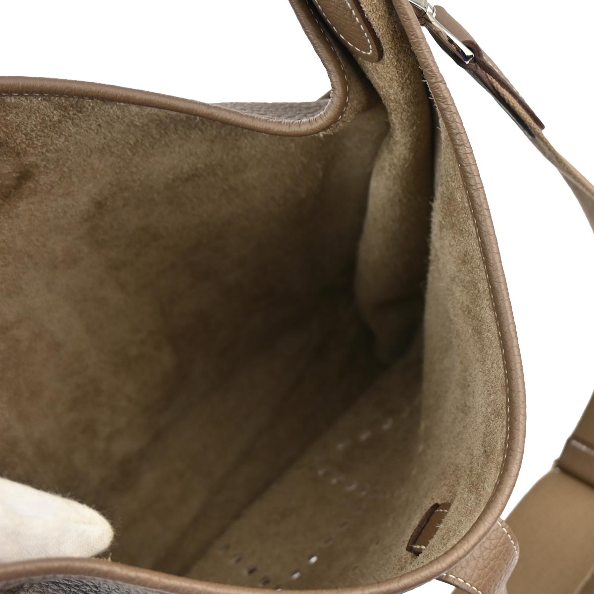 Hermes 2010 Etoupe Taurillon Clemence Evelyne 3 GM Shoulder Bag