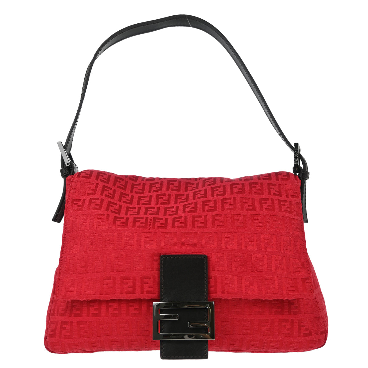 Fendi Red Zucchino Mamma Baguette Handbag