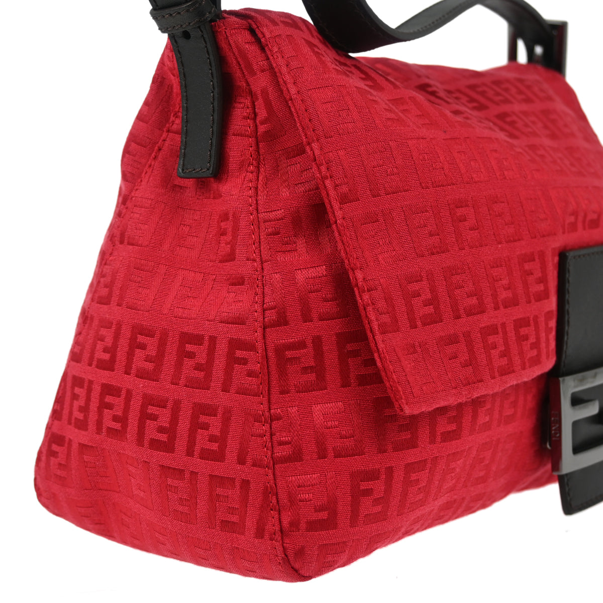 Fendi Red Zucchino Mamma Baguette Handbag