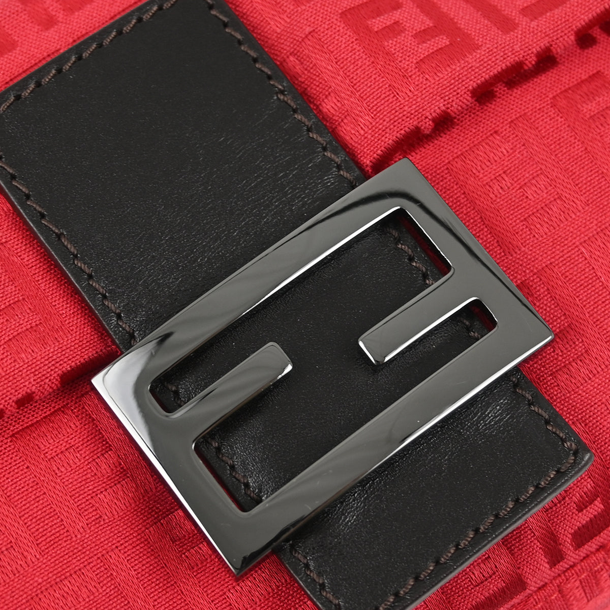 Fendi Red Zucchino Mamma Baguette Handbag