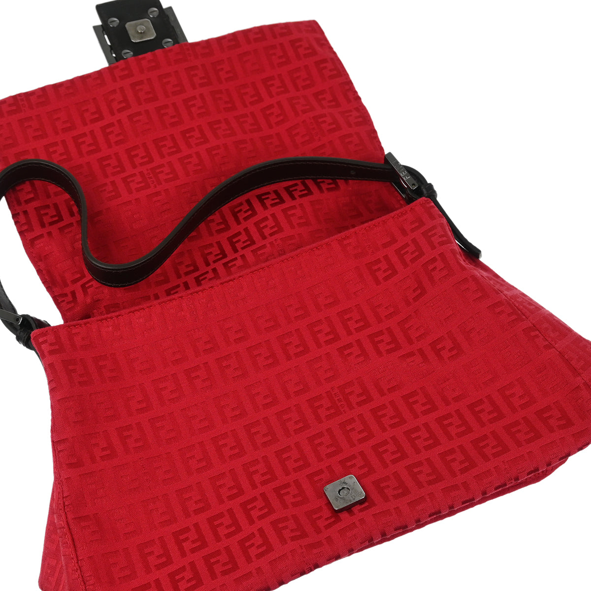 Fendi Red Zucchino Mamma Baguette Handbag