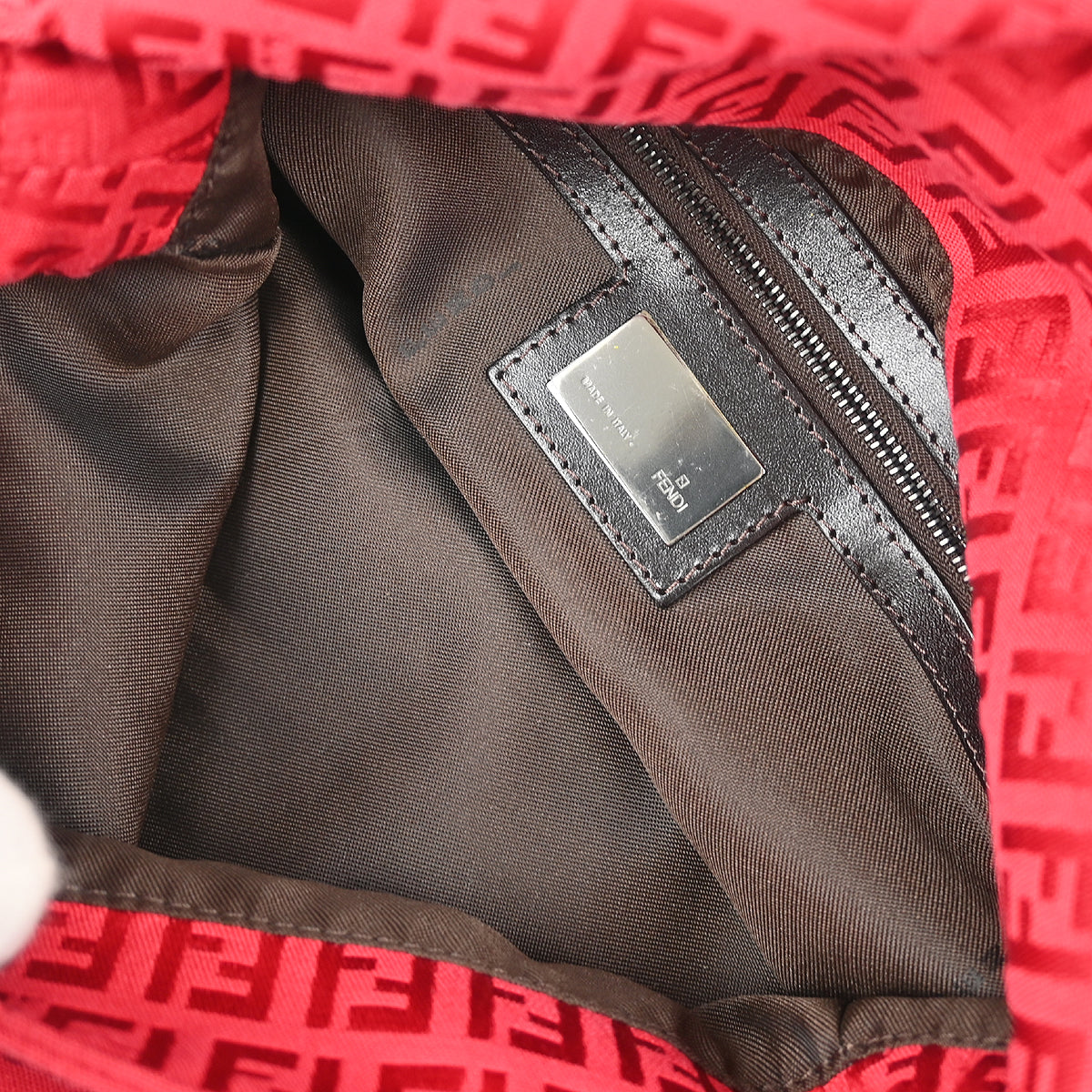 Fendi Red Zucchino Mamma Baguette Handbag