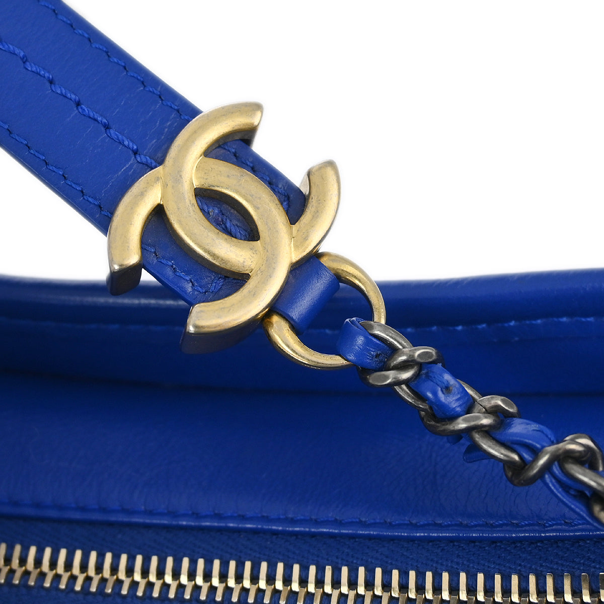 Chanel 2019 Blue Tweed Calfskin Small Gabrielle Shoulder Bag