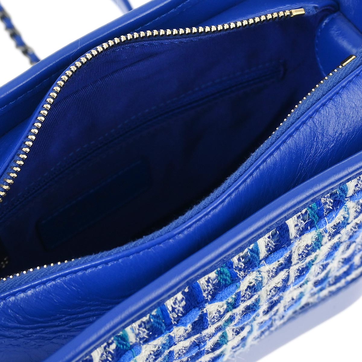 Chanel 2019 Blue Tweed Calfskin Small Gabrielle Shoulder Bag
