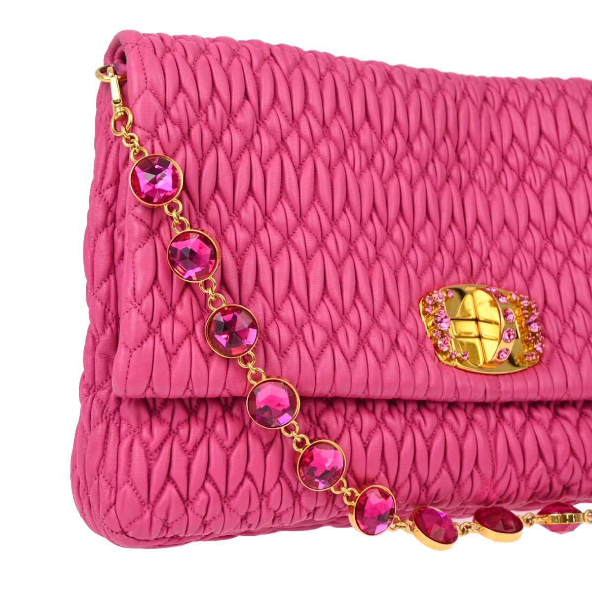 Miu Miu Pink Nappa Crystal Handbag