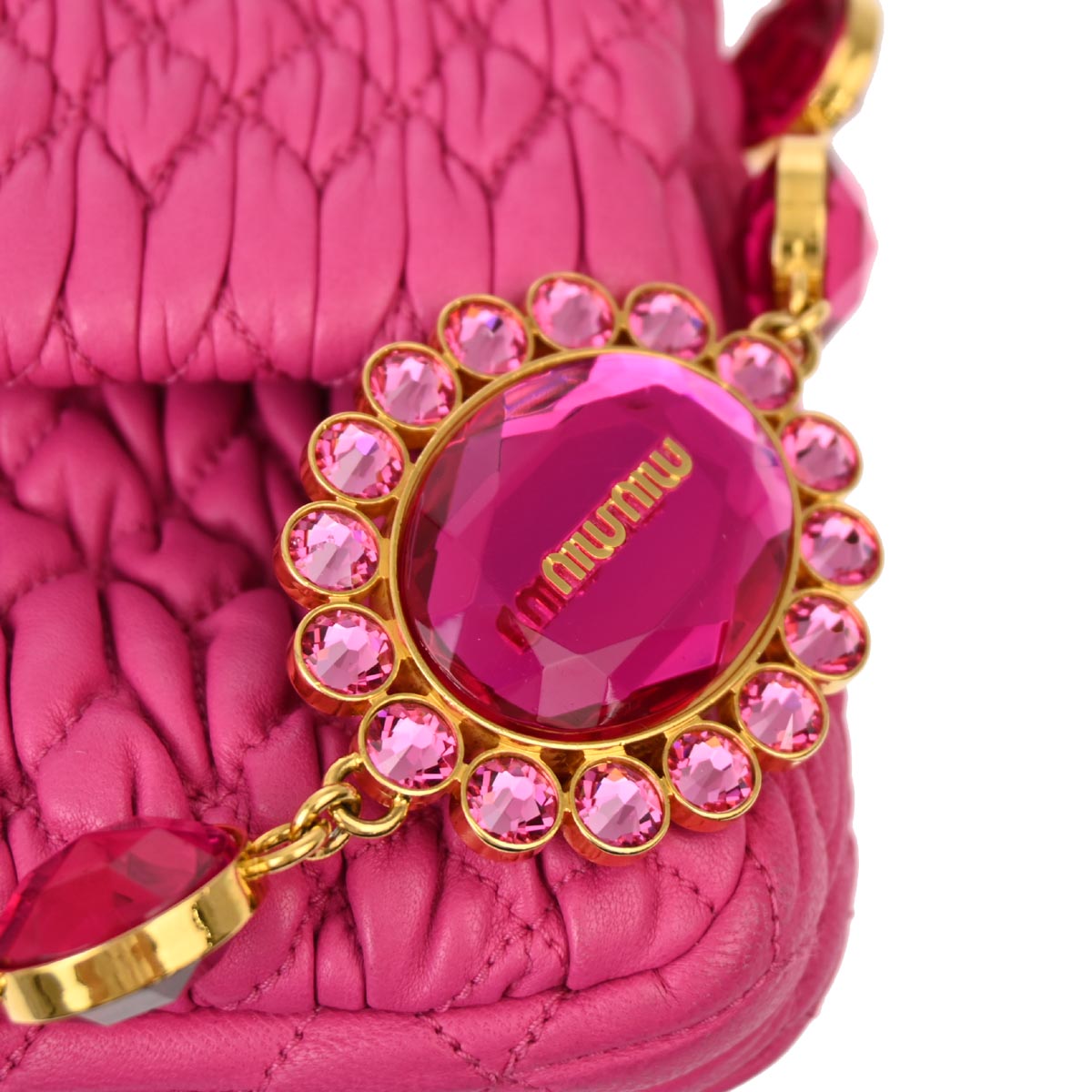 Miu Miu Pink Nappa Crystal Handbag