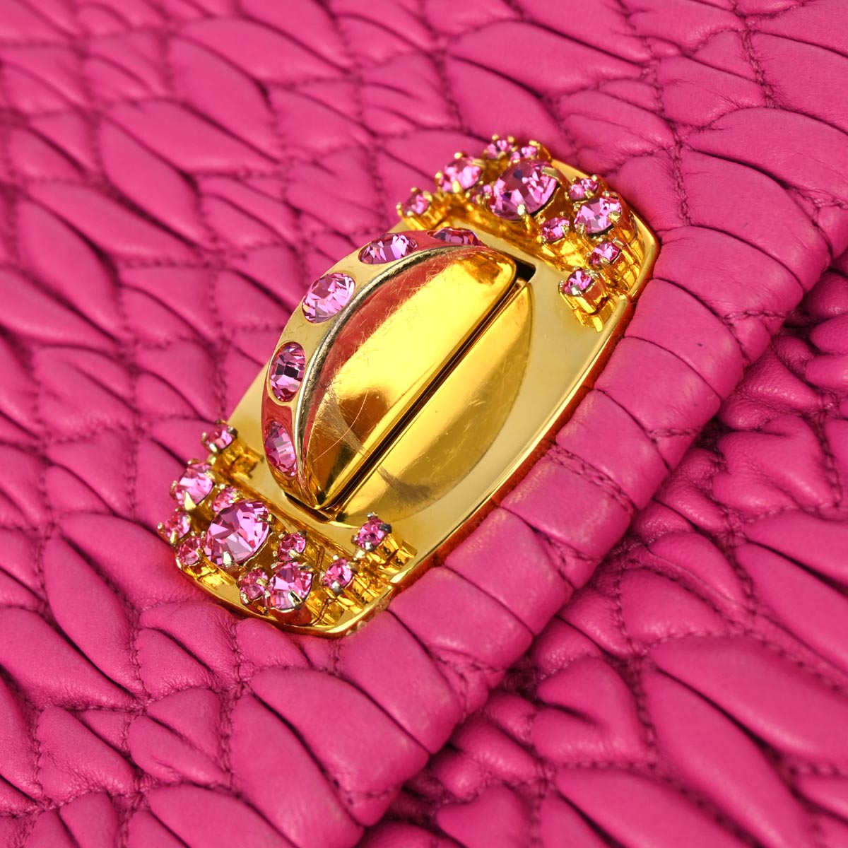 Miu Miu Pink Nappa Crystal Handbag
