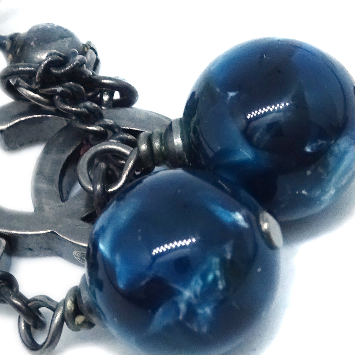 Chanel 2010 Dangle Piercing Earrings Silver 10A