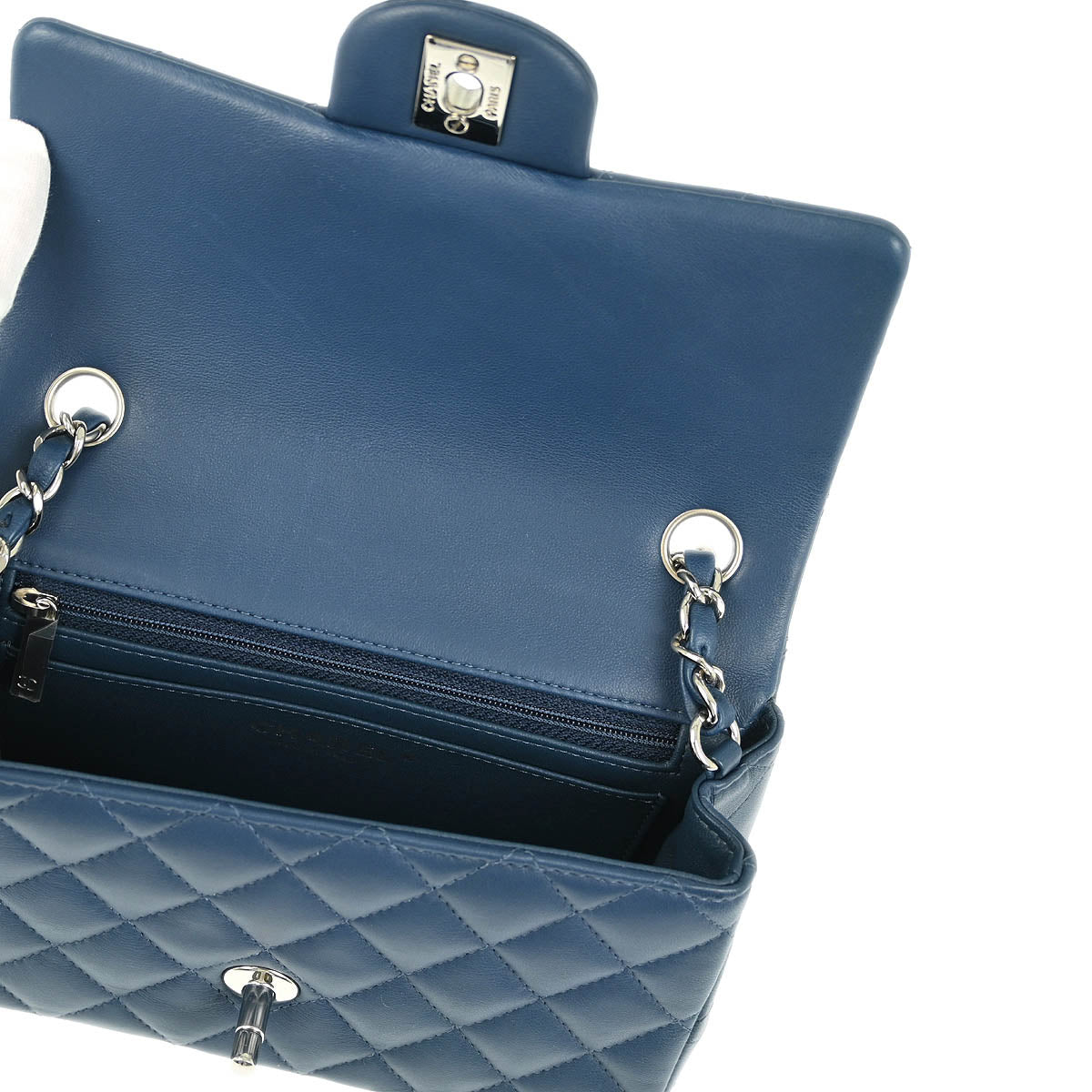 Chanel 2019 Blue Lambskin Classic Single Flap Shoulder Bag