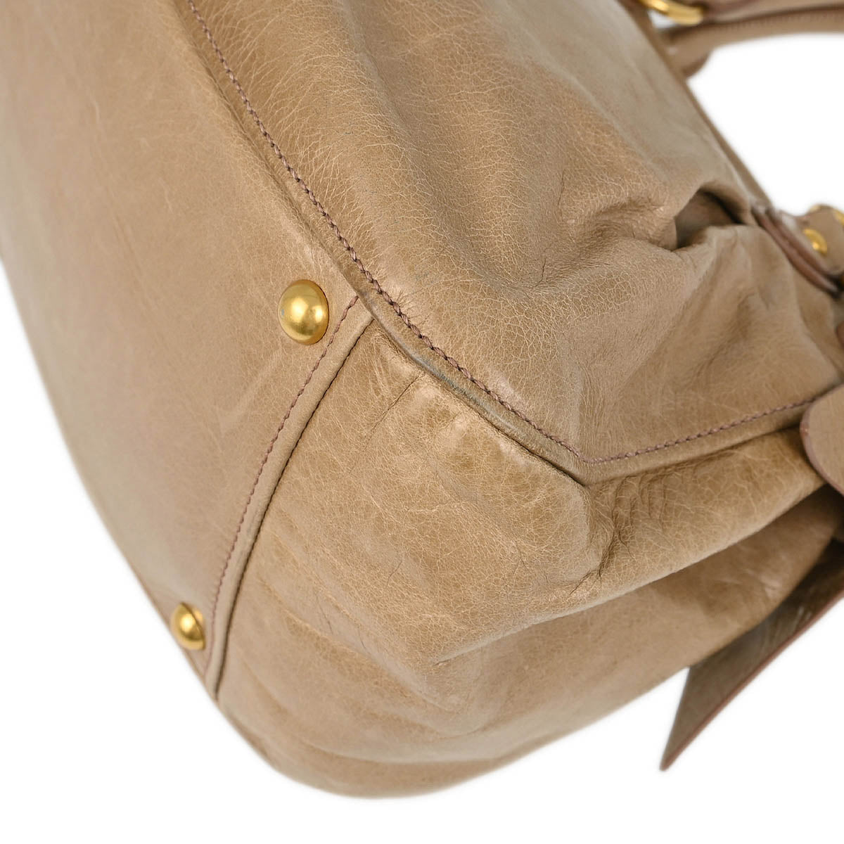 Miu Miu Beige Leather 2way Tote Shoulder Handbag