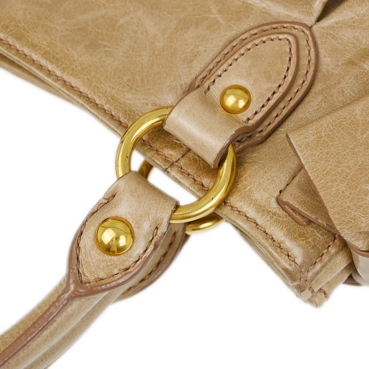 Miu Miu Beige Leather 2way Tote Shoulder Handbag