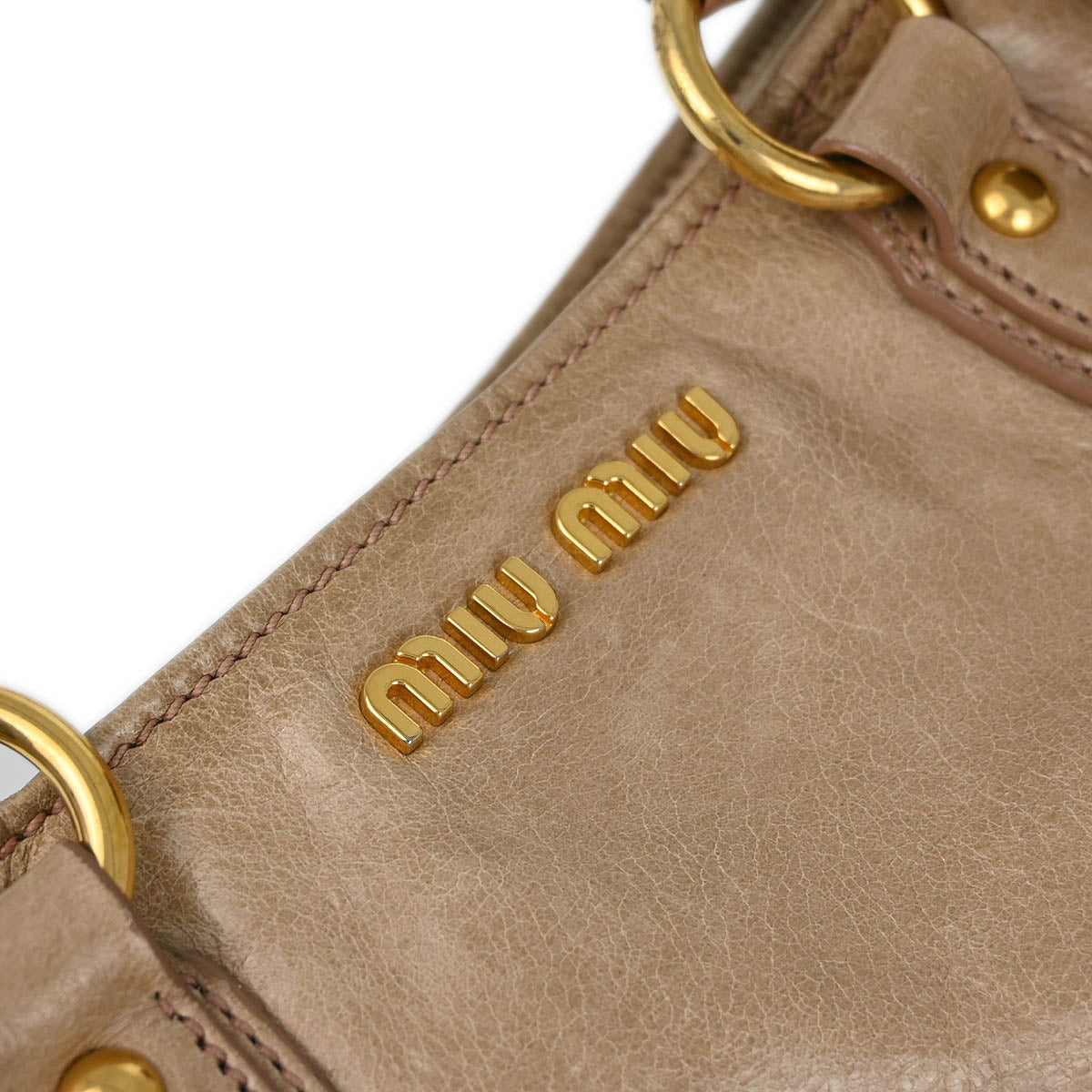 Miu Miu Beige Leather 2way Tote Shoulder Handbag