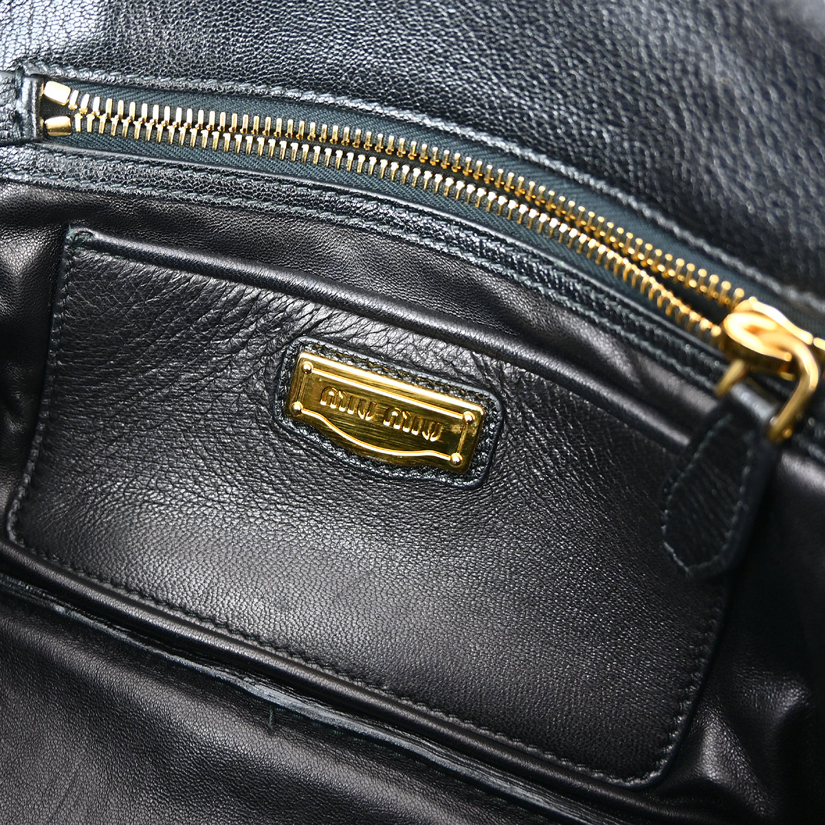 Miu Miu Black Leather 2way Shoulder Handbag