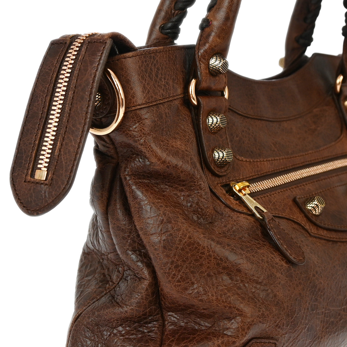 Balenciaga Brown Goatskin Giant Town 2way Shoulder Handbag