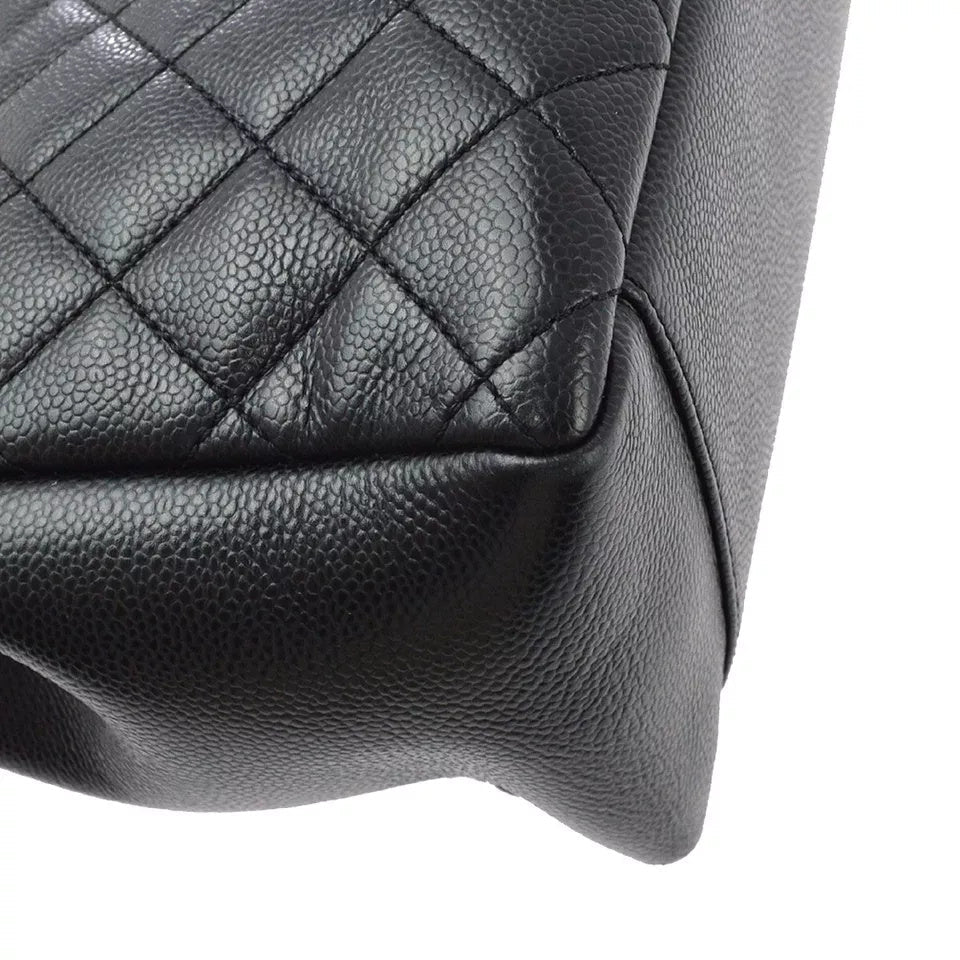 Chanel 2012 Black Caviar Grand Shopping Tote GST Chain Handbag