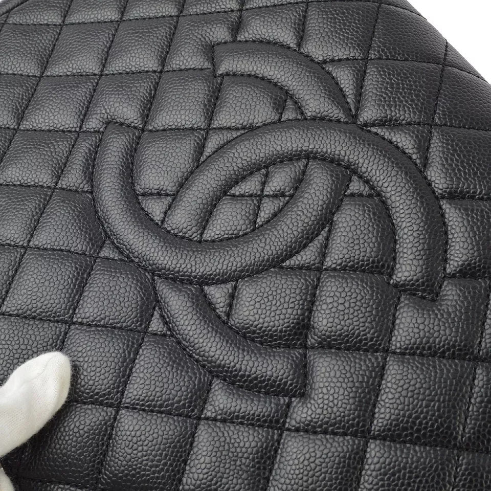 Chanel 2012 Black Caviar Grand Shopping Tote GST Chain Handbag