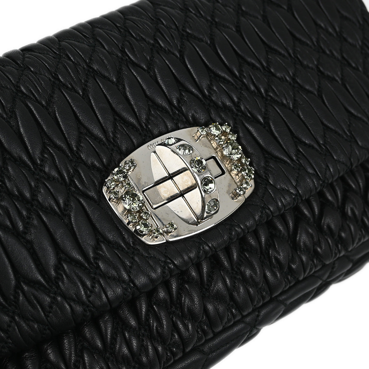 Miu Miu Black Nappa Crystal Handbag