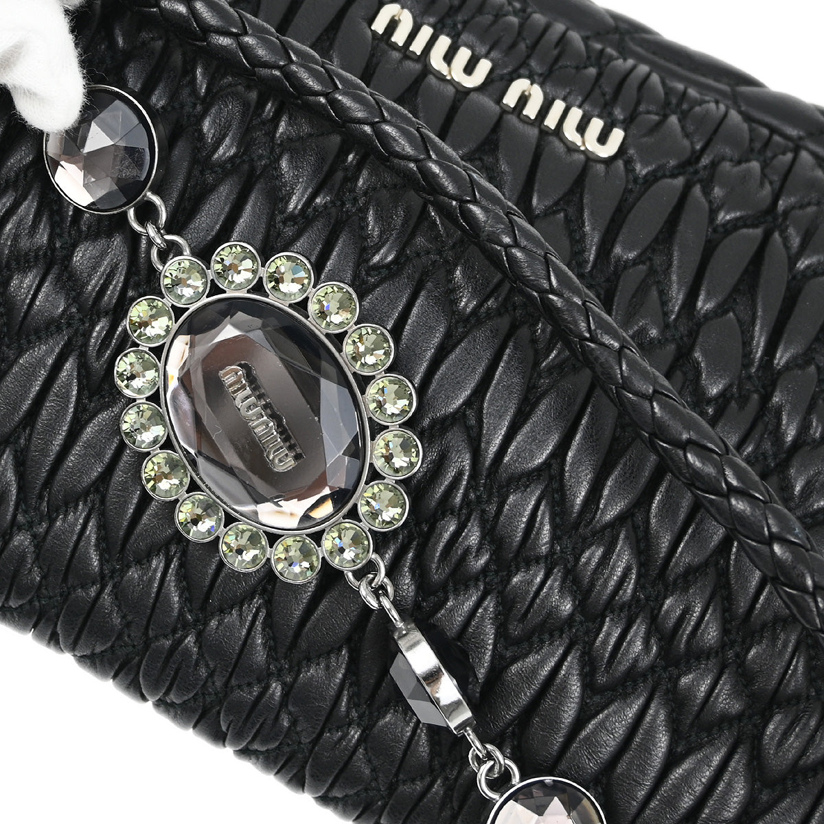 Miu Miu Black Nappa Crystal Handbag