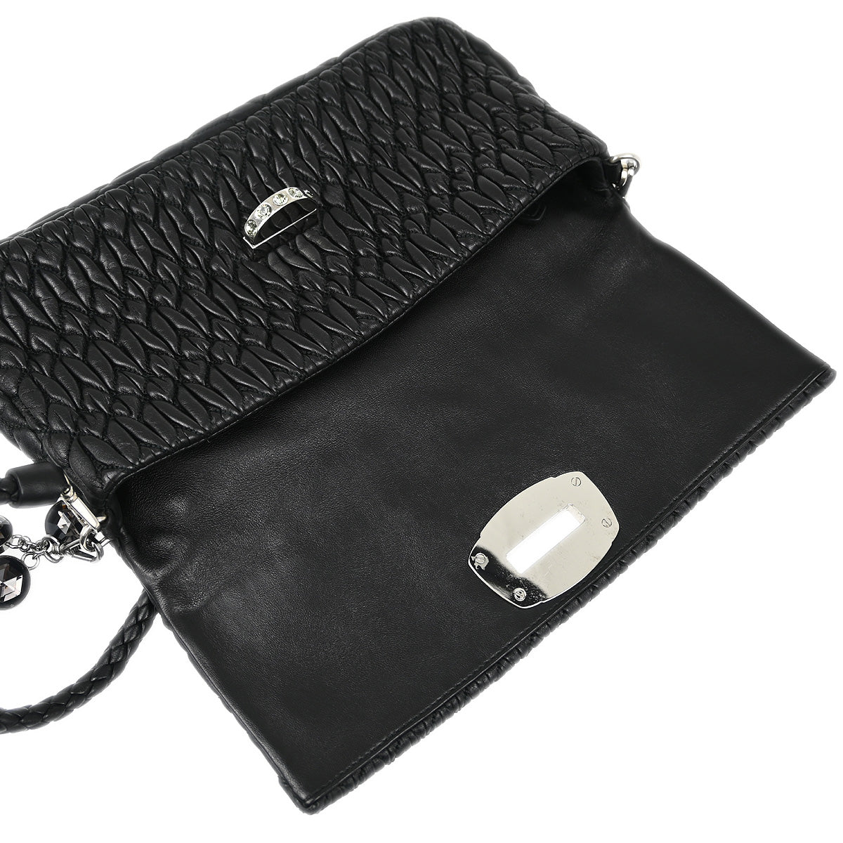 Miu Miu Black Nappa Crystal Handbag
