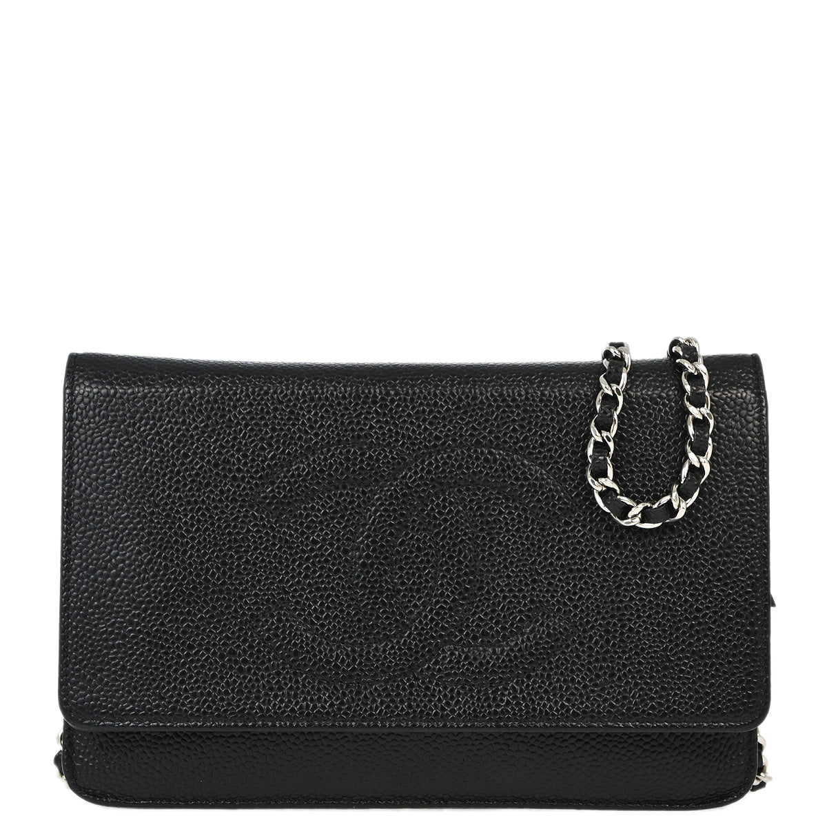 Chanel 2014 Black Caviar Timeless WOC Chain Shoulder Wallet Bag
