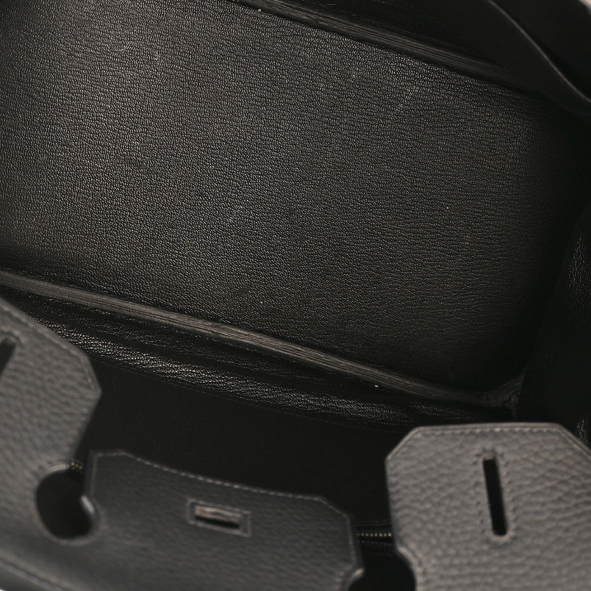 Hermes 2010 Black Taurillon Clemence Birkin 30 Handbag