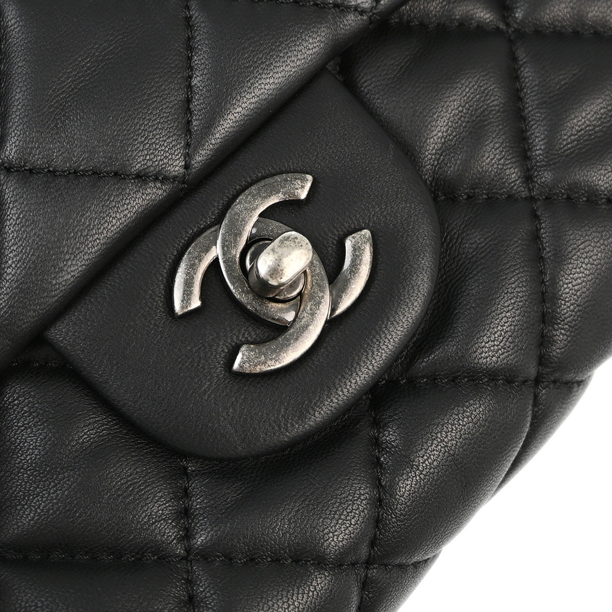 Chanel 2013-2014 Black Lambskin Double Chain Shoulder Bag