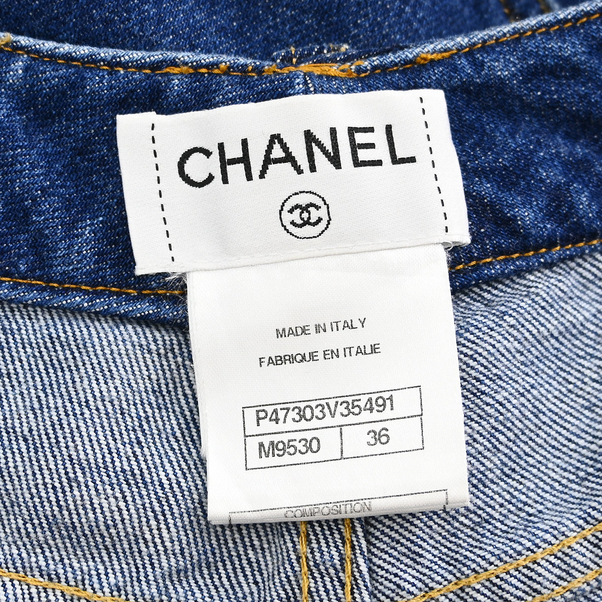 Chanel 2014 Long Denim Pants Blue #36