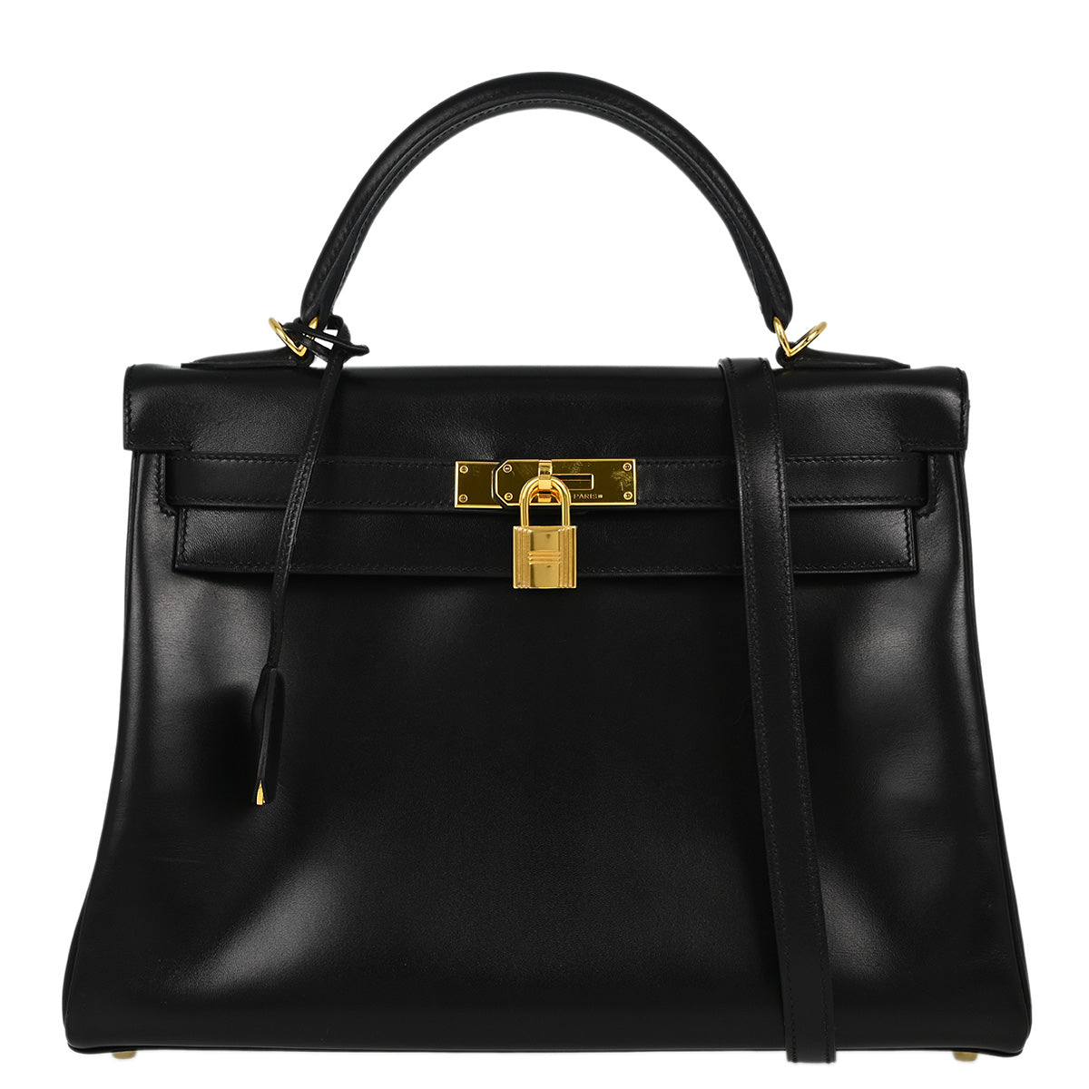 Hermes 2012 Black Box Calf Kelly 32 Retourne 2way Shoulder Handbag