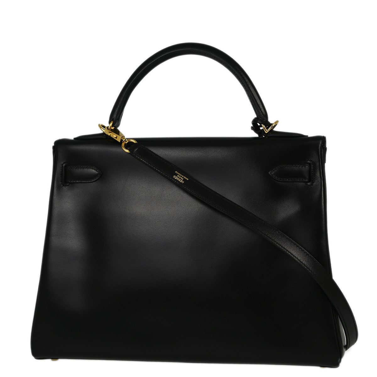 Hermes 2012 Black Box Calf Kelly 32 Retourne 2way Shoulder Handbag