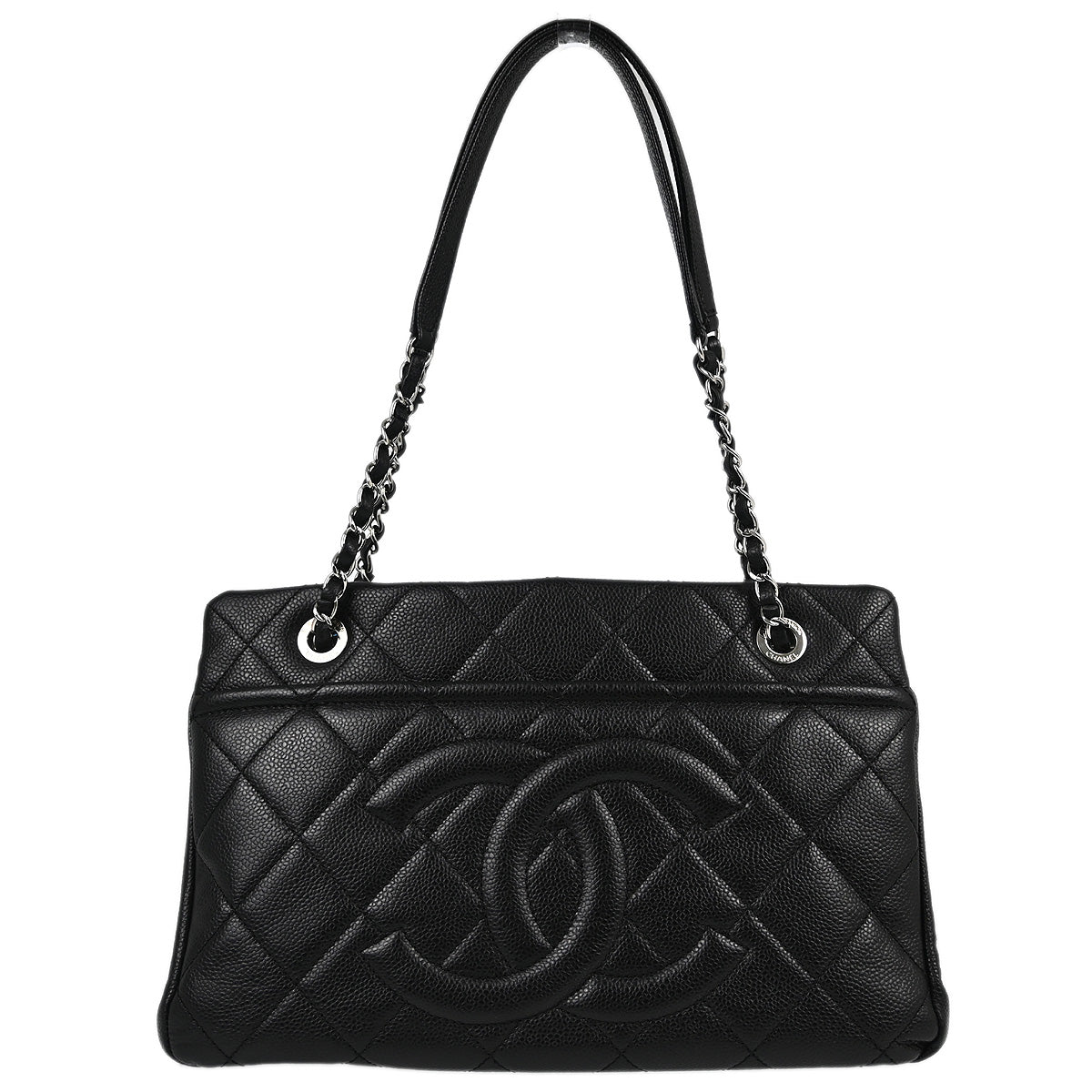 Chanel 2012-2013 Black Caviar Chain Shoulder Tote Bag
