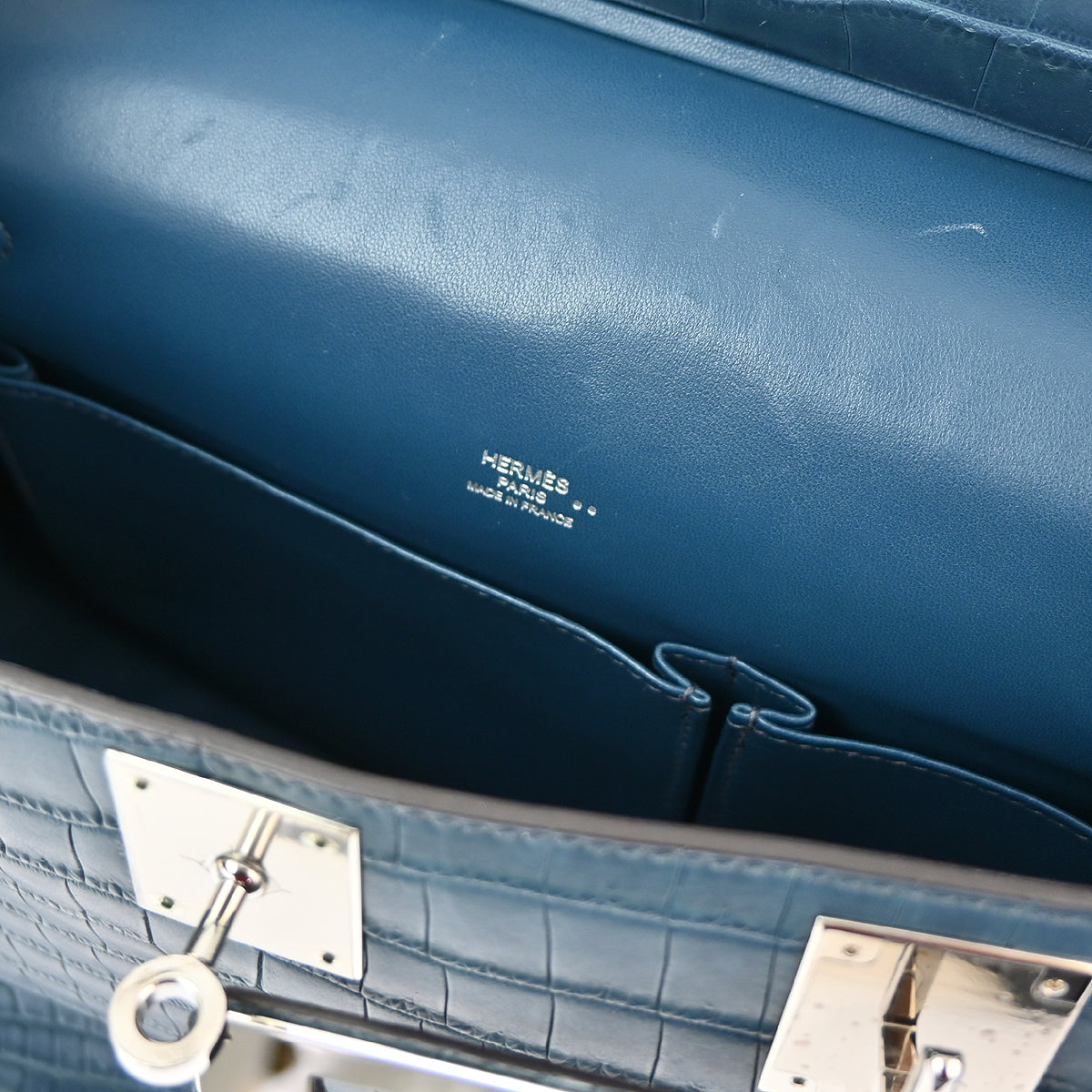 Hermes * 2013 Blue Tempete Matte Niloticus Crocodile Jypsiere 28 Shoulder Bag