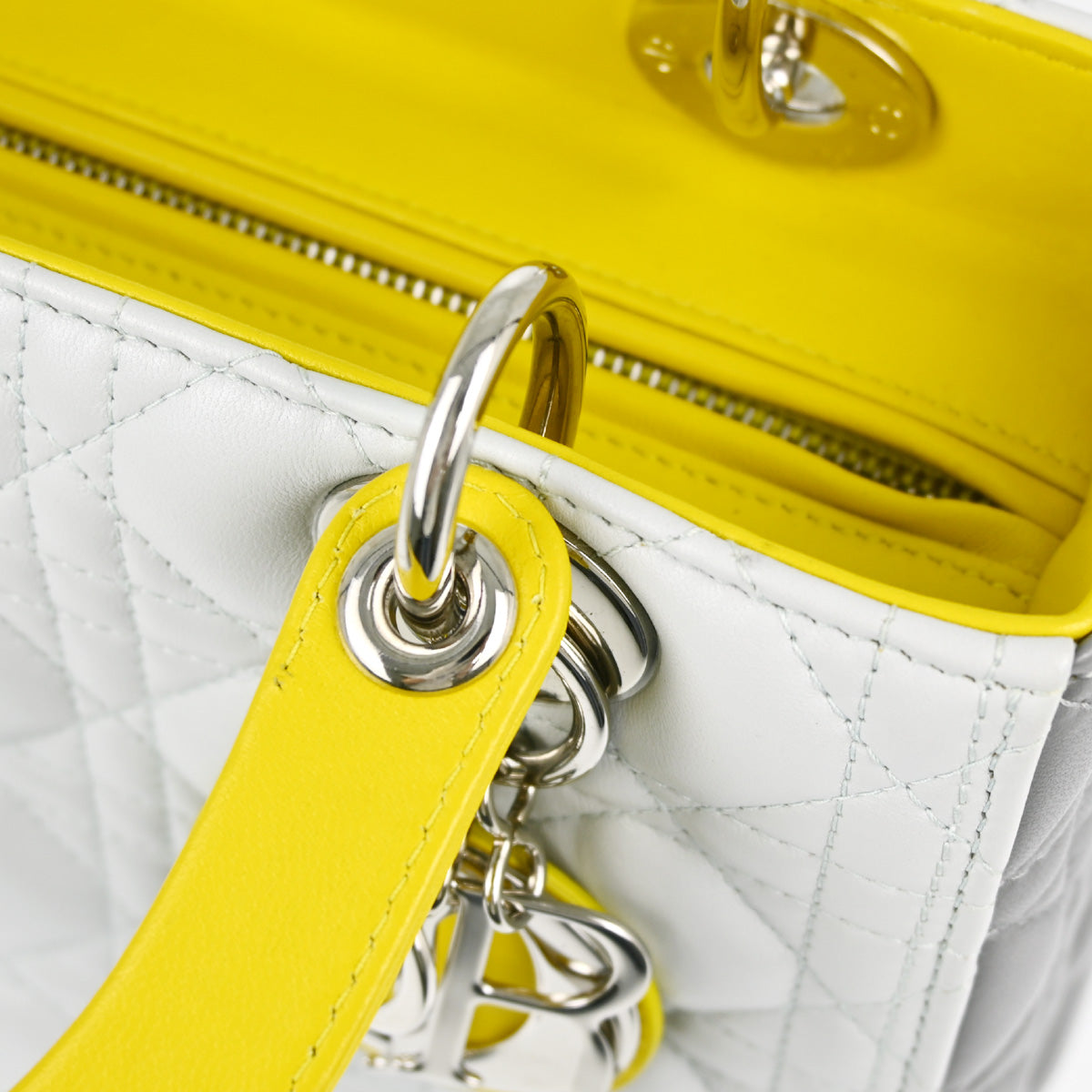 Christian Dior 2015 Tricolor Lambskin Medium Lady Dior Cannage 2way Shoulder Handbag