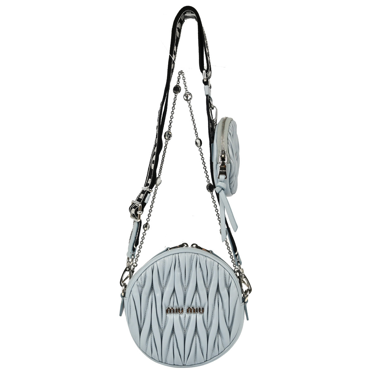 Miu Miu Blue Lambskin Matelasse Shoulder Bag
