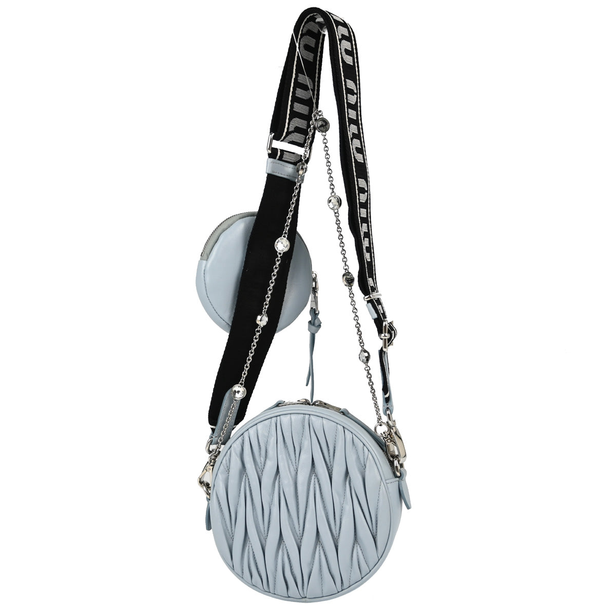 Miu Miu Blue Lambskin Matelasse Shoulder Bag