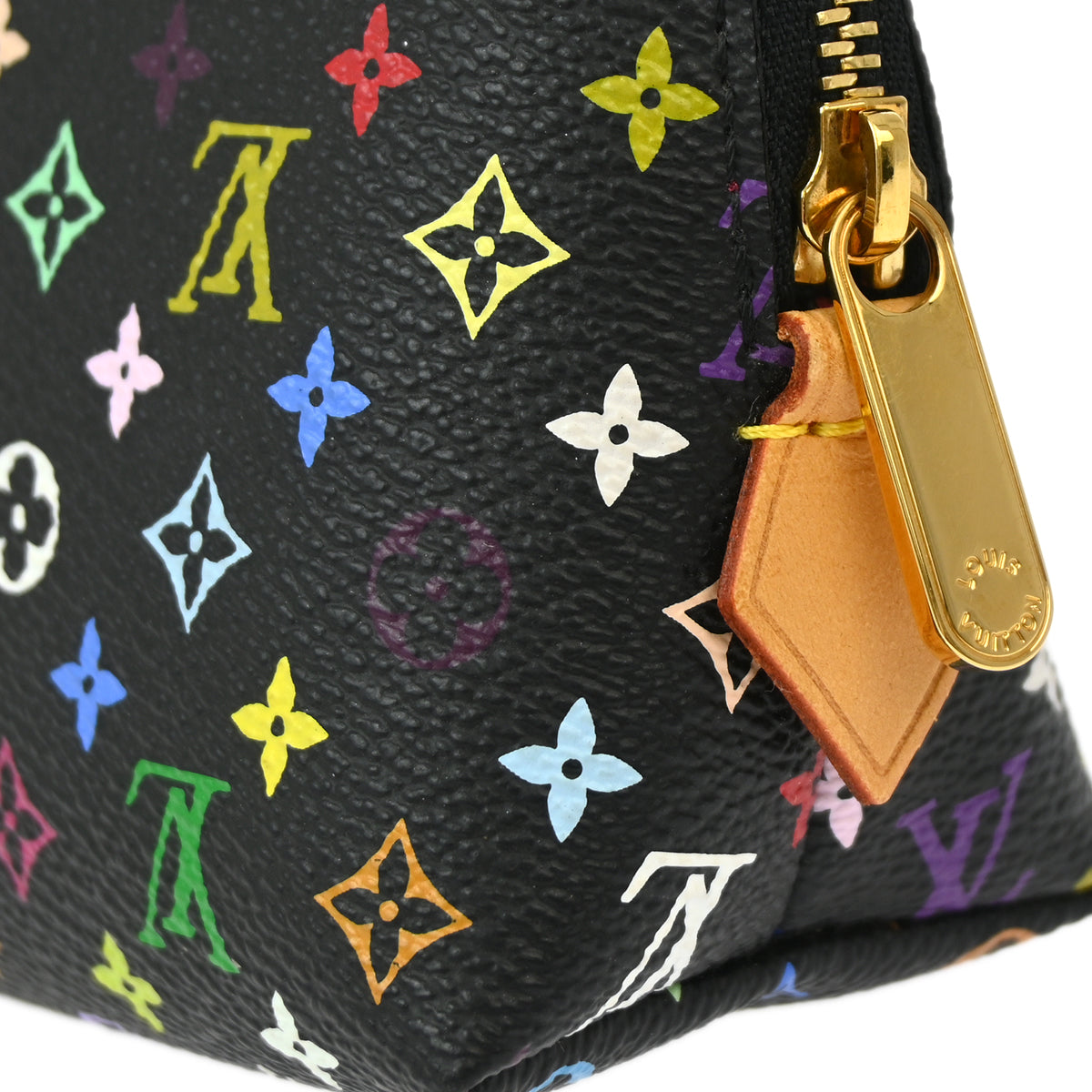 Louis Vuitton 2011 Black Monogram Multicolor Pochette Cosmetic M47355