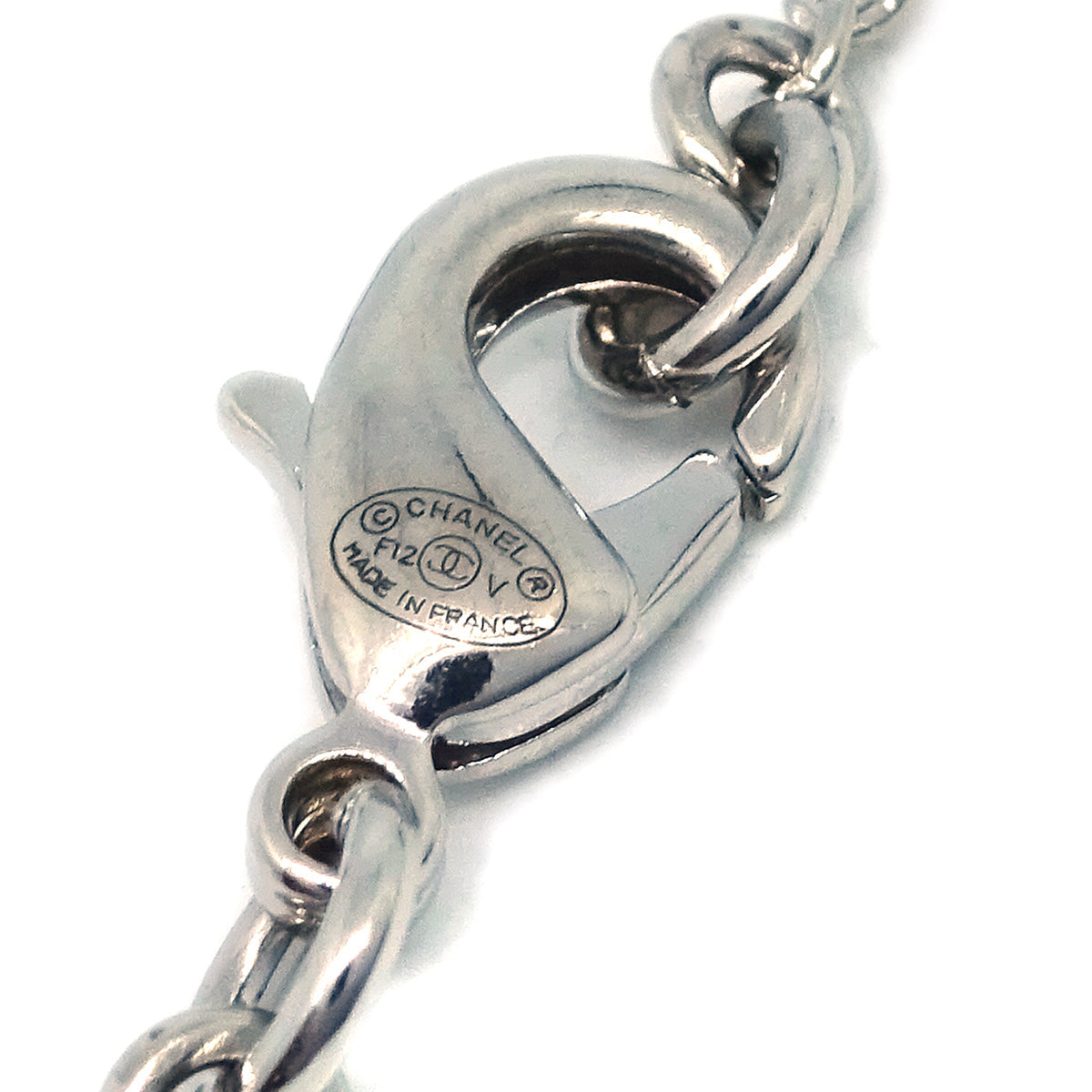 Chanel CC Chain Necklace Pendant Rhinestone Silver F12V